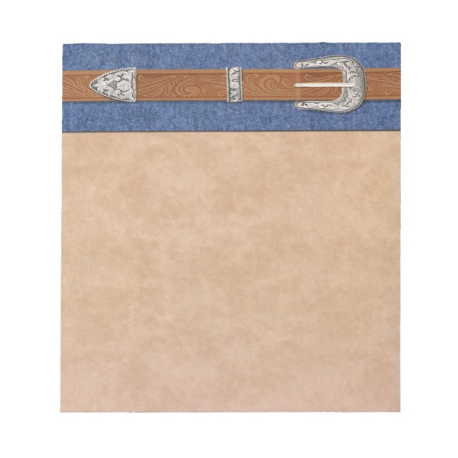 Silver Buckle on  Denim Notepad (Front)
