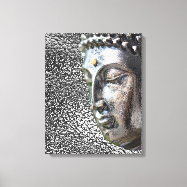 Silver Buddha Face Canvas Print (Front)