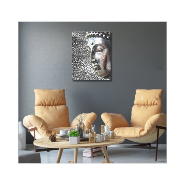 Silver Buddha Face Canvas Print (Creator Uploaded)