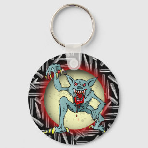 Silver Bullets, Grey Werewolf Full Moon Halloween Key Ring