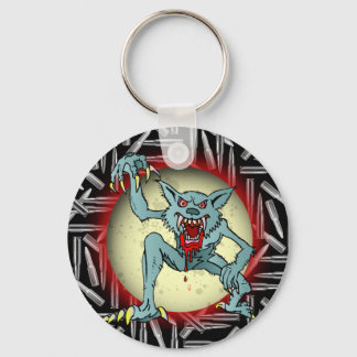 Silver Bullets, Grey Werewolf Full Moon Halloween Key Ring