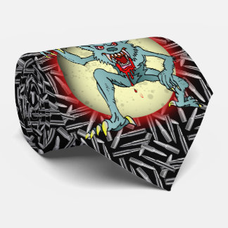 Silver Bullets, Grey Werewolf Full Moon Halloween Tie