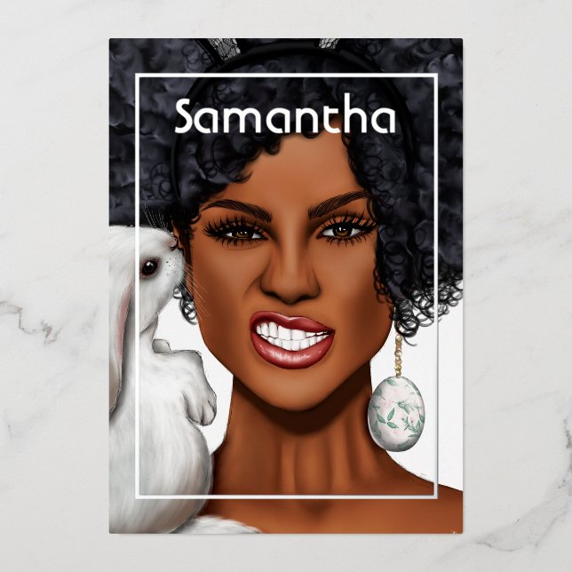 Silver Bunny Afro Birthday Party (Front)