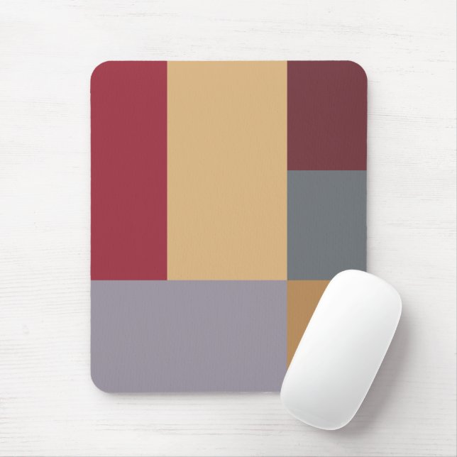 Silver Burgundy Red Cream Grey Colour Block Mouse Mat (With Mouse)