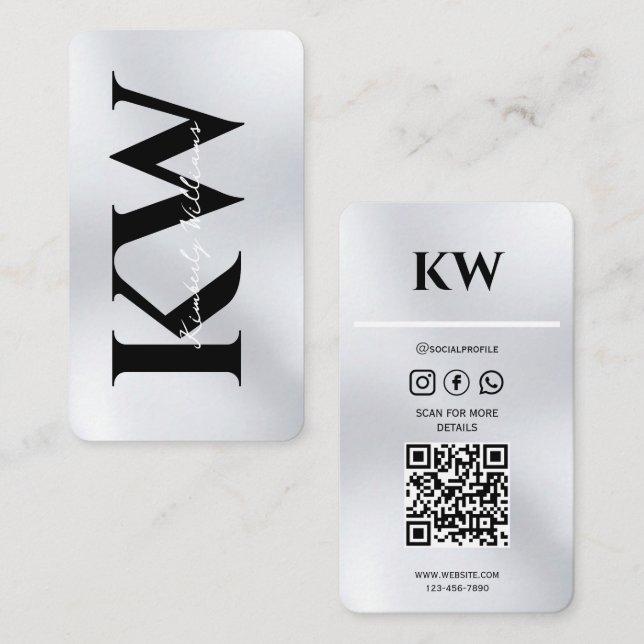 Silver Business Card –Modern & Professional Design (Front/Back)