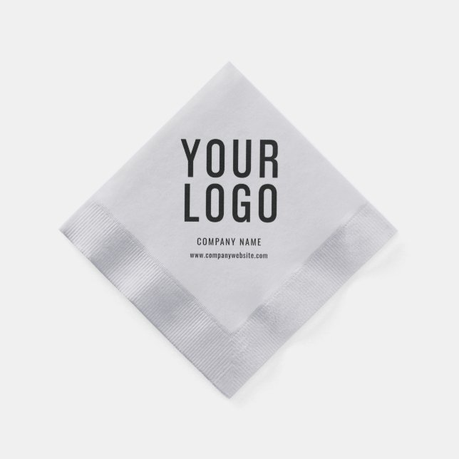 Silver Business Logo Minimalist Company Event  Napkin (Corner)