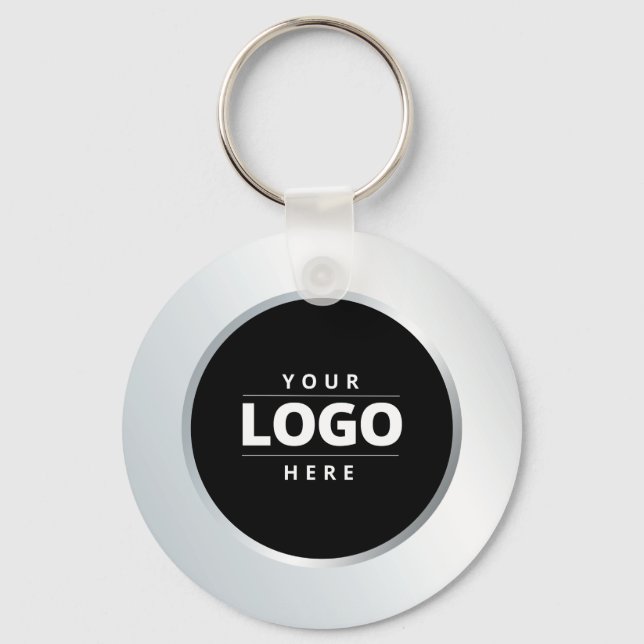 Silver Business Logo QR Code Employee Keychain (Front)