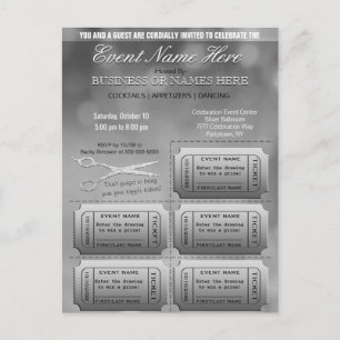 Silver Business or Corporate w/Raffle Invitation Postcard