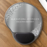 Silver Business Professional Sparkle Glitter Gel Mouse Mat<br><div class="desc">Silver Glitter Faux Sparkle Glitter Metallic Foil Minimalist Business Mousepad (Mouse Pad) with black lettered typography for the monogram. The Girly Business design can be customised with your name. Please contact the designer for customised matching items.</div>