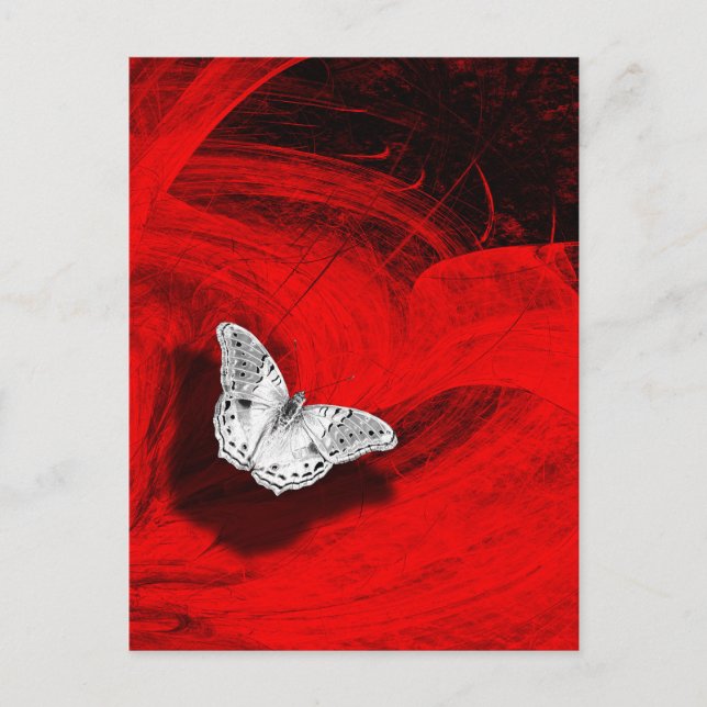 Silver butterfly emerging from the red depths postcard (Front)
