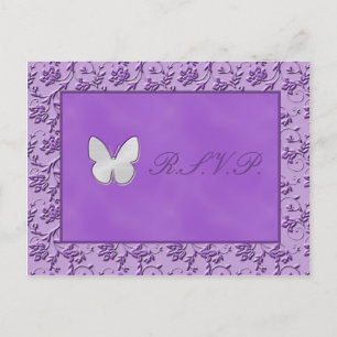 Silver Butterfly on Purple R.S.V.P. Postcard