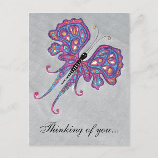 Silver Butterfly Thinking of You Postcard