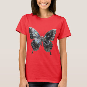 Silver Butterfly with Open Wings Elegant T-Shirt