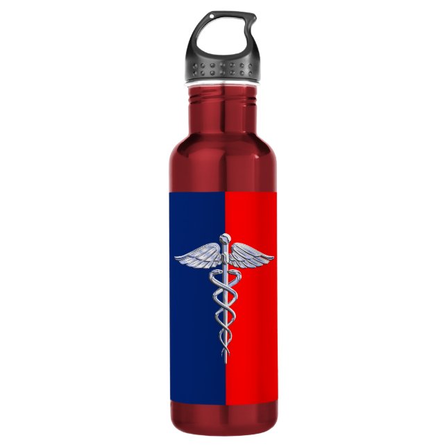 Silver Caduceus Medical Symbol League 710 Ml Water Bottle (Front)