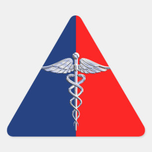 Silver Caduceus Medical Symbol League Triangle Sticker