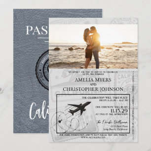 Silver California Passport Wedding Invitation