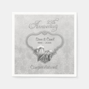 Silver Calla Lily 25th Anniversary - Customise Napkin