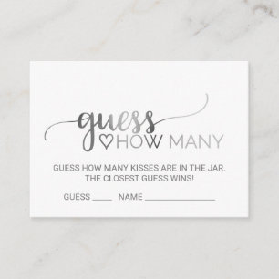 Silver Calligraphy Guess How Many Kisses Cards