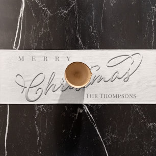 Silver Calligraphy Script Winter Snowflake Cute Short Table Runner