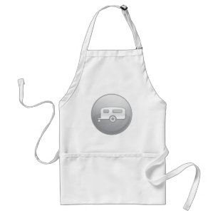 Silver Camper Trailer Icon Minimalist RV Standard Apron