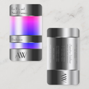 Silver Can Optics Pink Blue Fluids and Monogram Business Card
