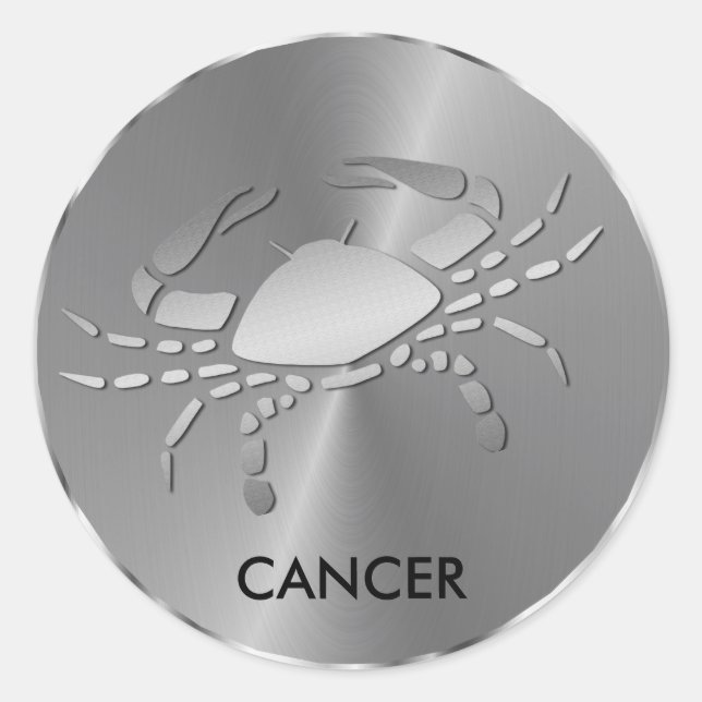 Silver Cancer the Crab - Zodiac Sign Classic Round Sticker (Front)