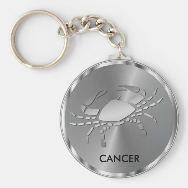 Silver Cancer ♋ the Crab - Zodiac Sign Key Ring (Front)