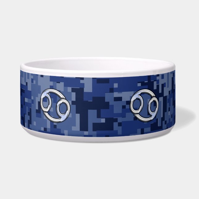 Silver Cancer Zodiac Sign Navy Blue Digital Camo (Front)