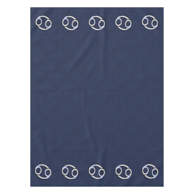 Silver Cancer Zodiac Symbol Navy Carbon Fibre Tablecloth (Front)