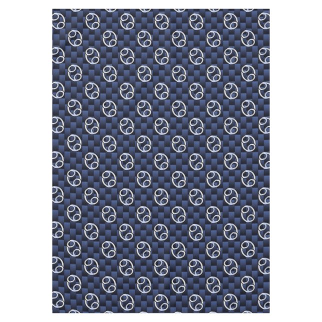 Silver Cancer Zodiac Symbol Navy Carbon Fibre Tablecloth (Front)
