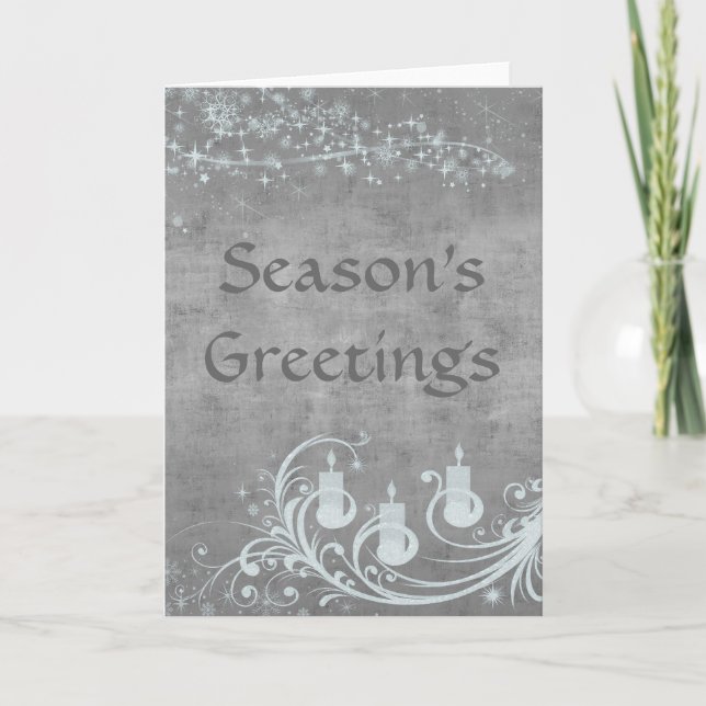 Silver Candles Season's Greetings Holiday Card (Front)