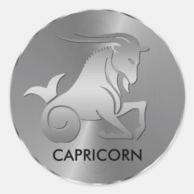 Silver Capricorn the Goat - Zodiac Sign Classic Round Sticker (Front)