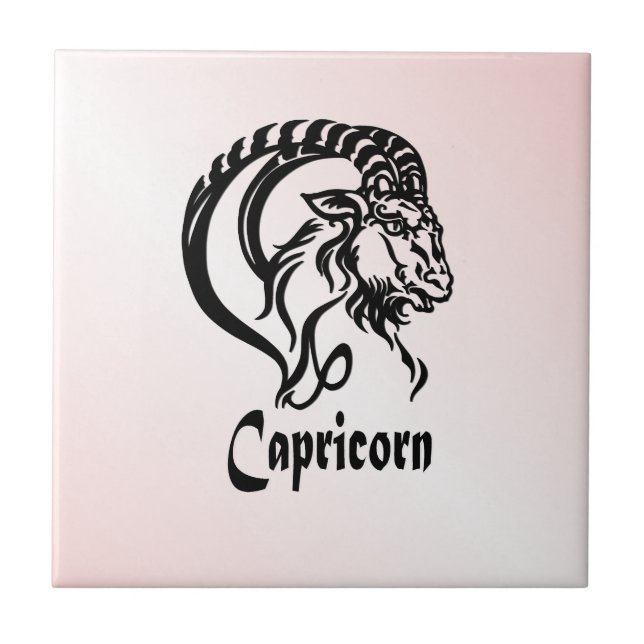 Silver Capricorn the Sea Goat Zodiac Tile (Front)