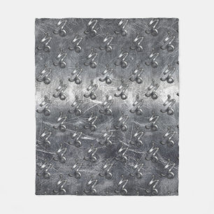 Silver Capricorn Zodiac Symbol Steel Style Fleece Blanket