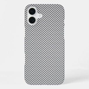 Silver Carbon Fibre Style Decor Print iPhone 16 Plus Case