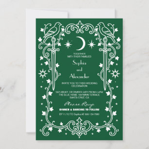 Silver Celestial Gothic Moon Wedding Invitation
