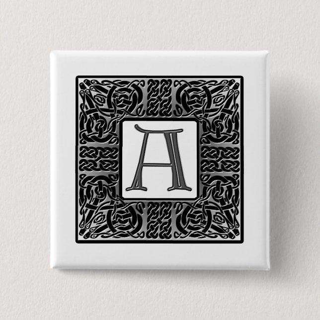 Silver Celtic "A" Monogram 15 Cm Square Badge (Front)