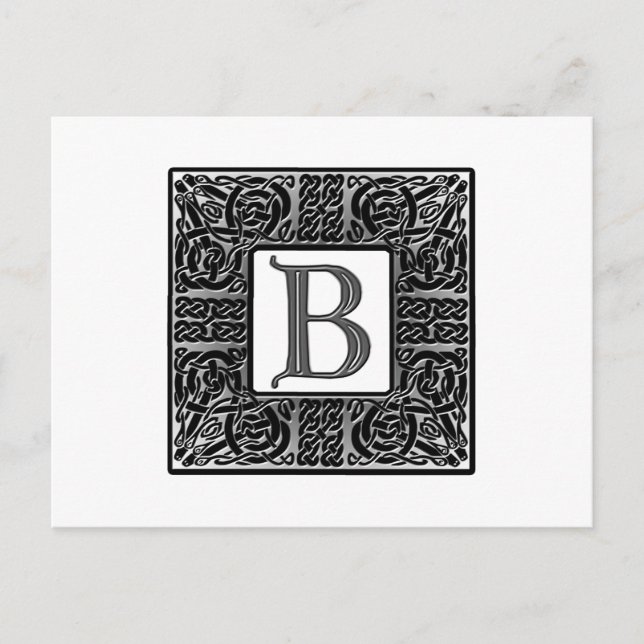 Silver Celtic "B" Monogram Postcard (Front)