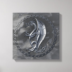 Silver Celtic Dragon Canvas Print
