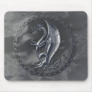 Silver Celtic Dragon Mousepad