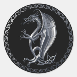 Silver Celtic Dragon Sticker