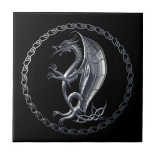 Silver Celtic Dragon Tile