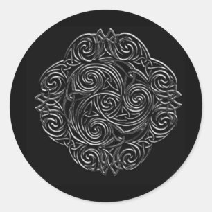 Silver Celtic Emblem Classic Round Sticker