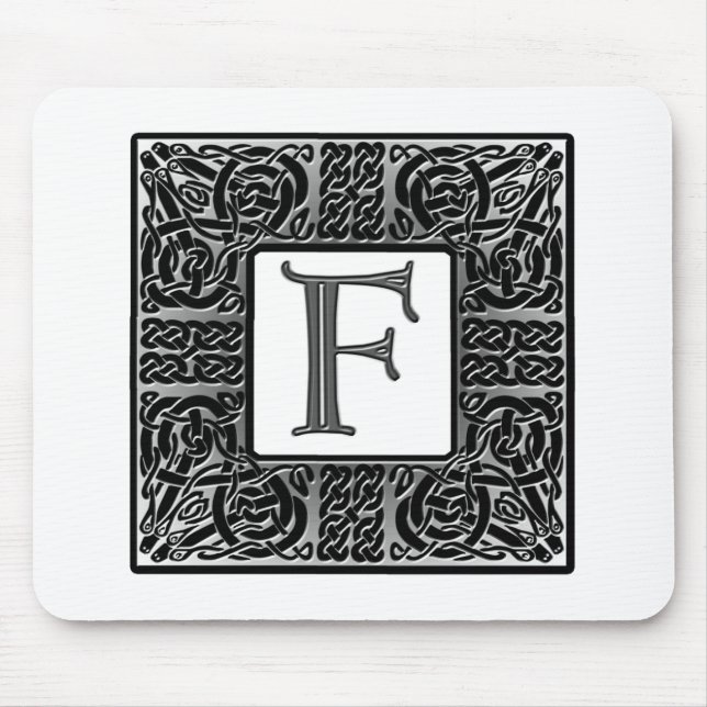 Silver Celtic "F" Monogram Mouse Mat (Front)