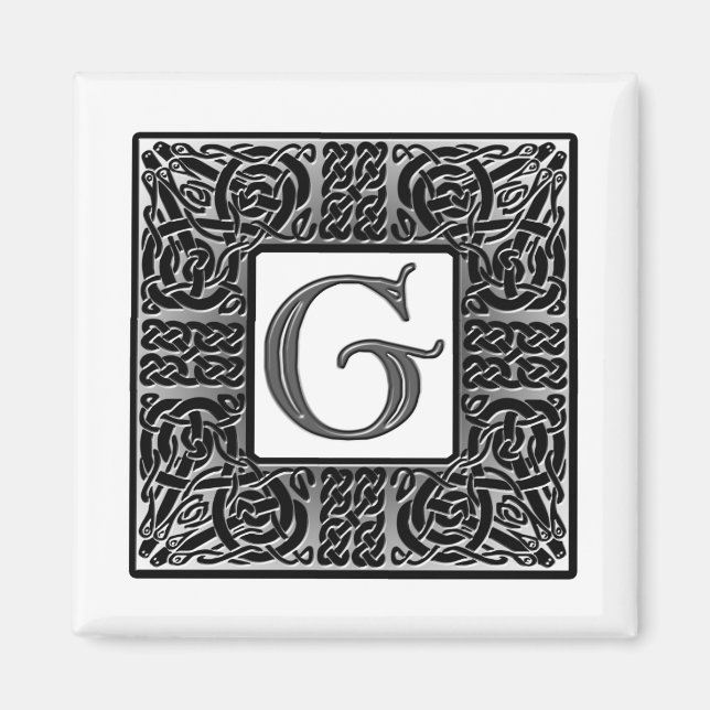 Silver Celtic "G" Monogram Magnet (Front)