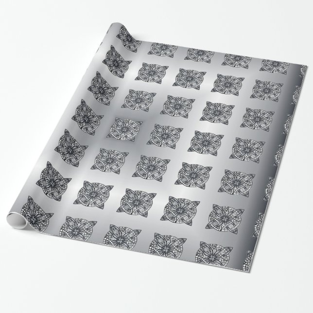 Silver Celtic Knot Customisable Wrapping Paper (Unrolled)