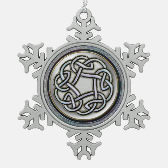 Silver Celtic Knot Snowflake Christmas Ornament (Front)