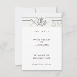 Silver Celtic Thistle Save the Date Card