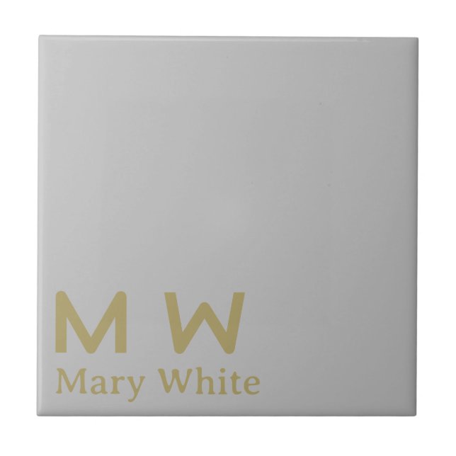 Silver Ceramic Tile Gold Text Coaster (Front)