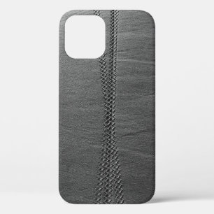 Silver chain link on grey textile iPhone 12 case